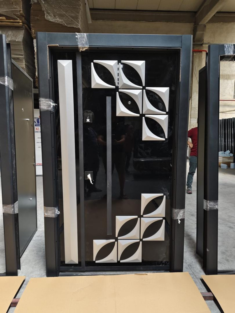 Modern turkish Security Door featuring door featuring a distinct black and white