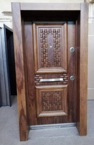This Is wood-finish steel Security door
