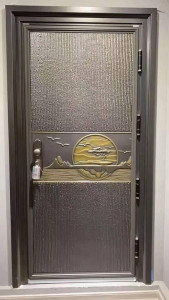 High-Security Steel Entrance door with a decorative landscape design