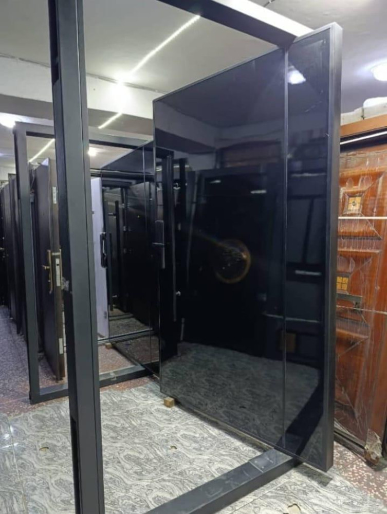 Luxury black glass Pivot door