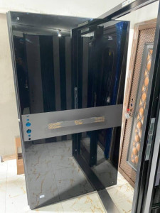 Modern high-gloss black security door door
